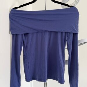 Aritzia Off-Shoulder Long Sleeve Top in Periwinkle Blue